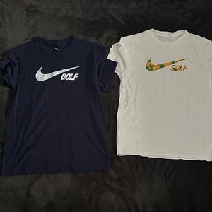 Nike Blue and White Short Sleeve Tees golf